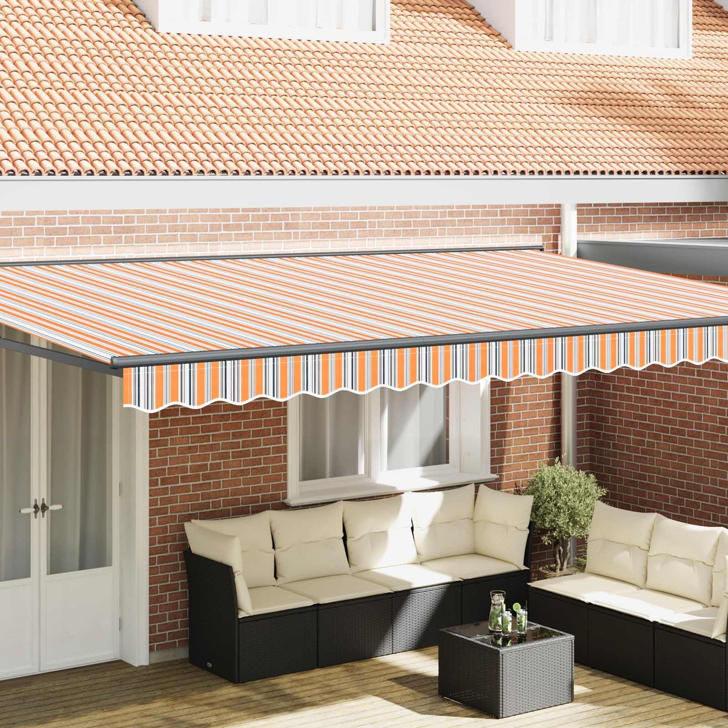 vidaXL Einziehbare Markise Bunt gestreift 500x300 cm Stoff