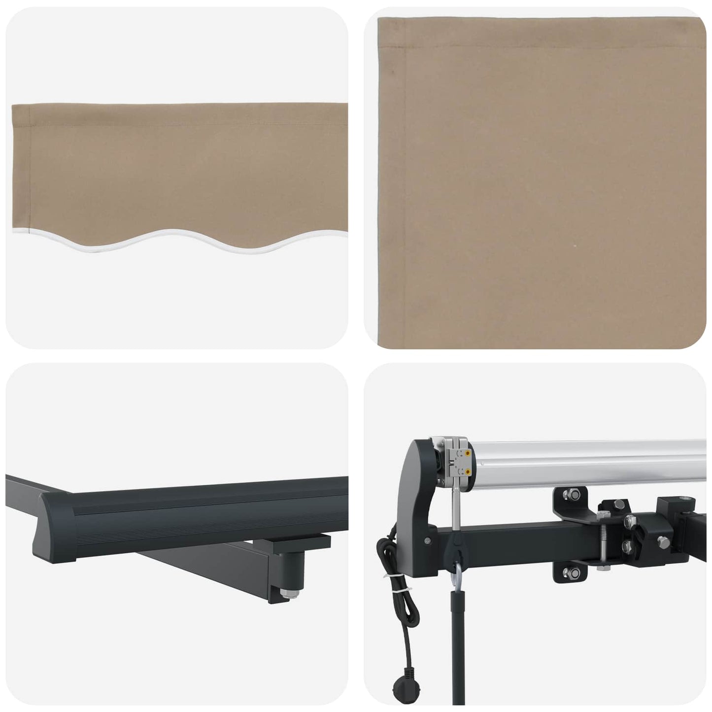 vidaXL Auvent rétractable Beige 500 x 300 cm en tissu et aluminium