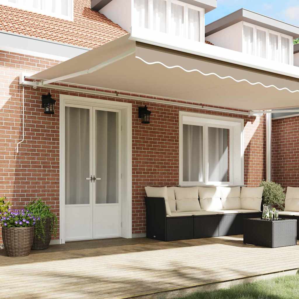vidaXL Store banne rétractable beige 500 x 300 cm en tissu et métal