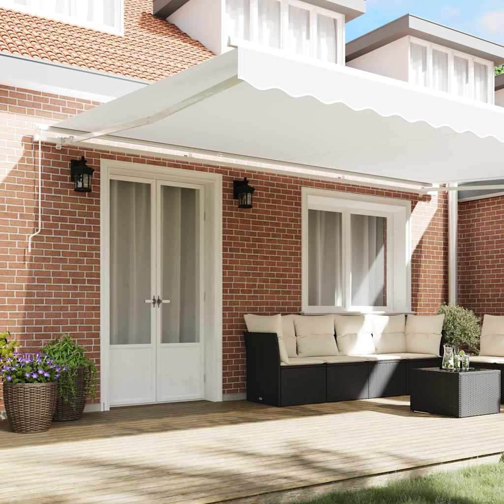 vidaXL Auvent rétractable Blanc 500 × 300 cm Tissu et métal