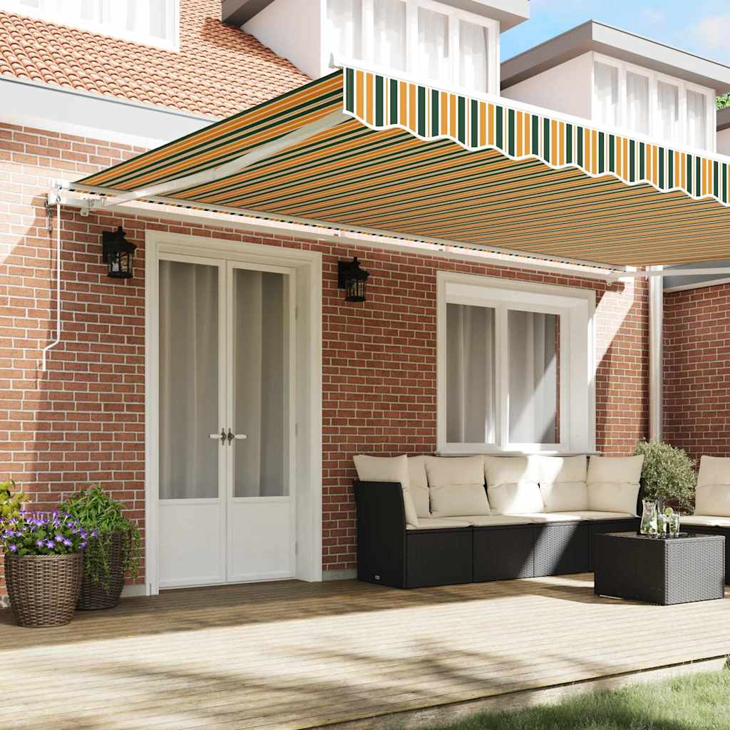 vidaXL Auvent rétractable 500 x 300 cm Vert et jaune