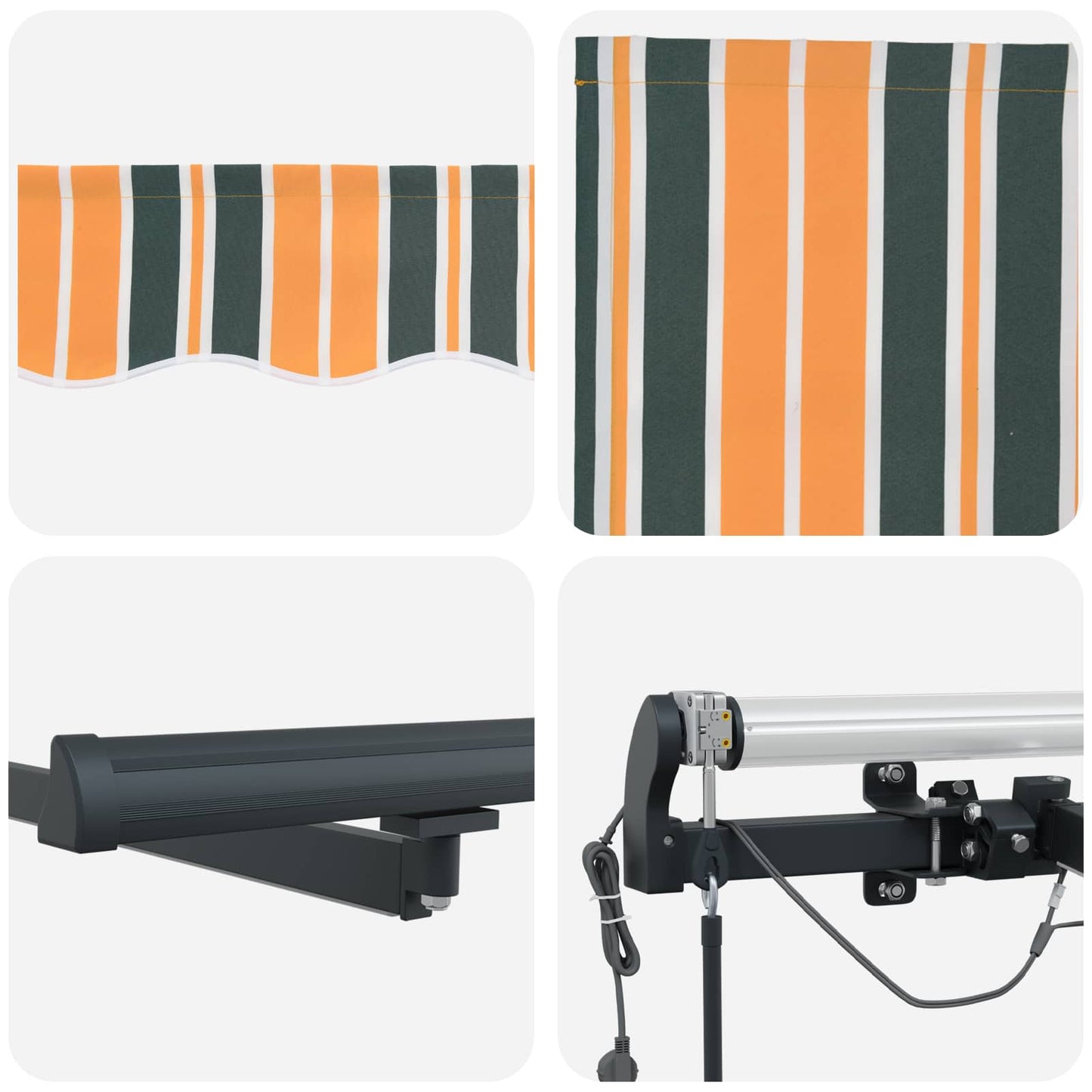 vidaXL Einziehbare Markise mit Grün und Gelb 500 x 300 cm Stoff