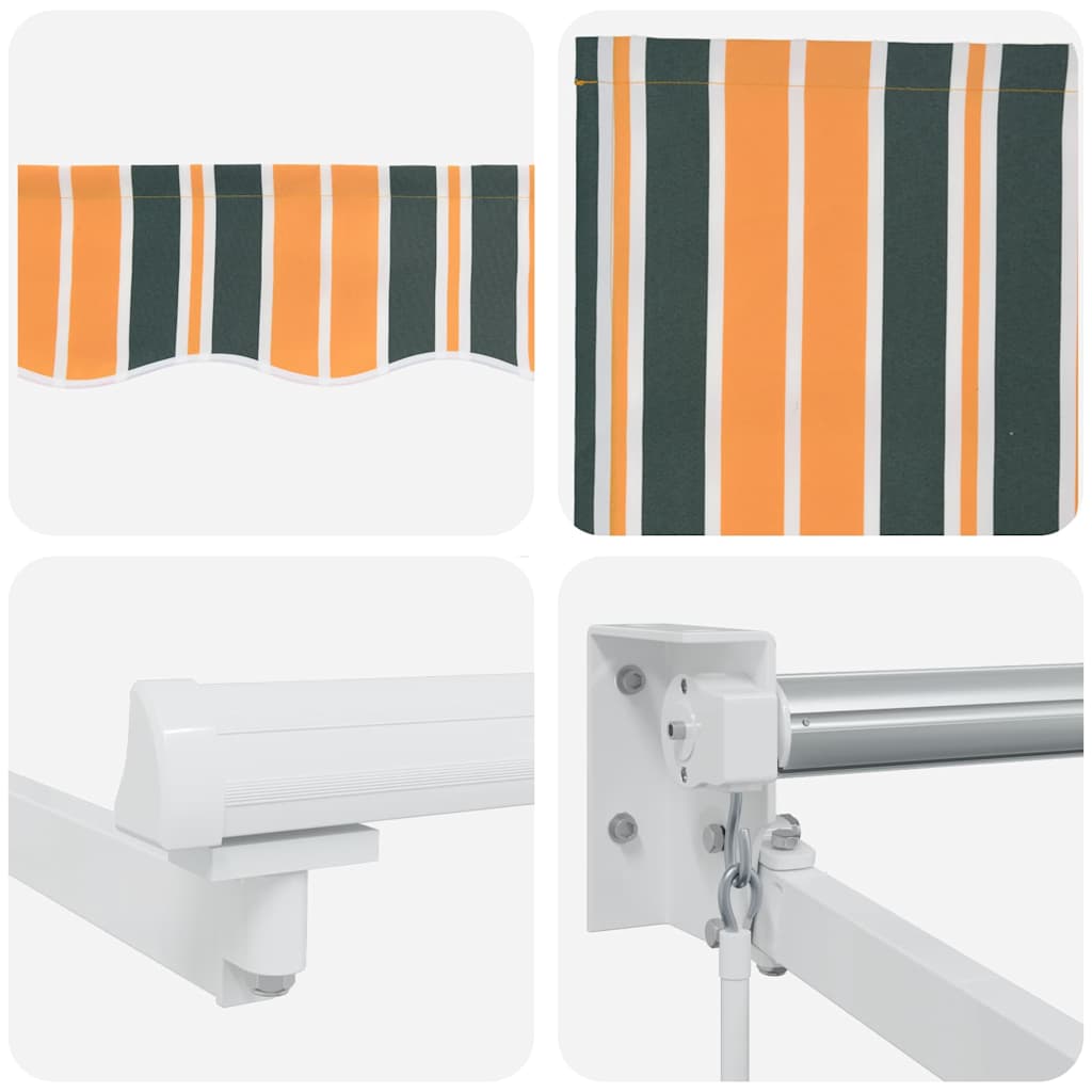 Store Banne Rétractable Rayé Vert et Jaune 500 x 300 cm vidaXL