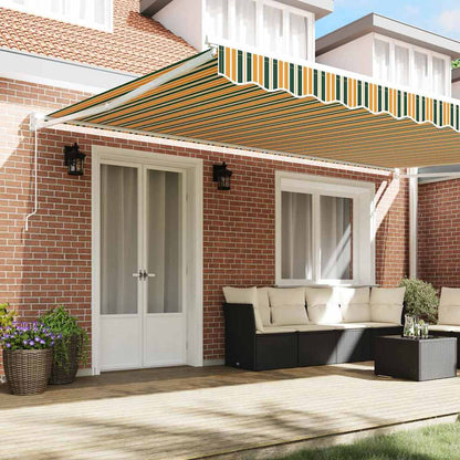Store Banne Rétractable Rayé Vert et Jaune 500 x 300 cm vidaXL