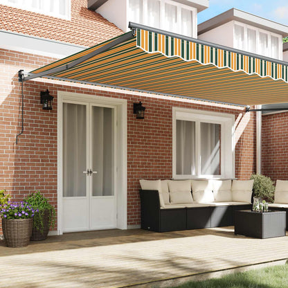 vidaXL Auvent rétractable à rayures vertes et jaunes 500 x 300 cm