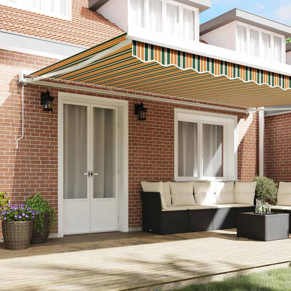 vidaXL Auvent Rétractable Vert et Jaune 500 × 300 cm Tissu, Métal