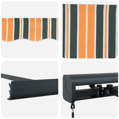 vidaXL Auvent rétractable vert et jaune 500 x 300 cm en tissu et métal