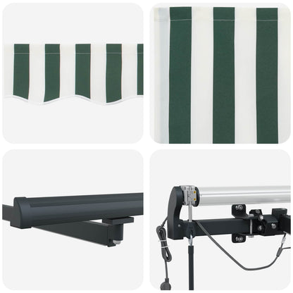 Store banne rétractable vidaXL vert et blanc 500 x 300 cm tissu