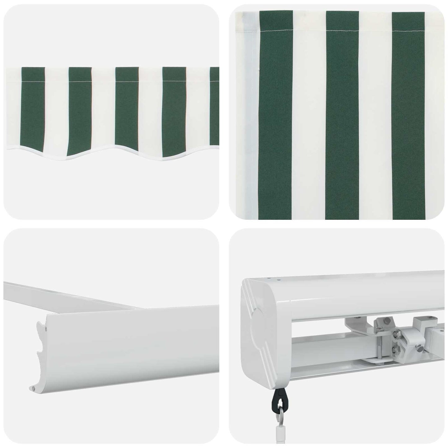 vidaXL Auvent rétractable Vert et blanc 500 x 300 cm Tissu et métal