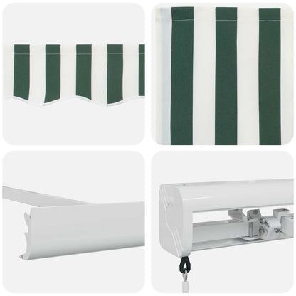 vidaXL Auvent rétractable Vert et blanc 500 x 300 cm Tissu et métal