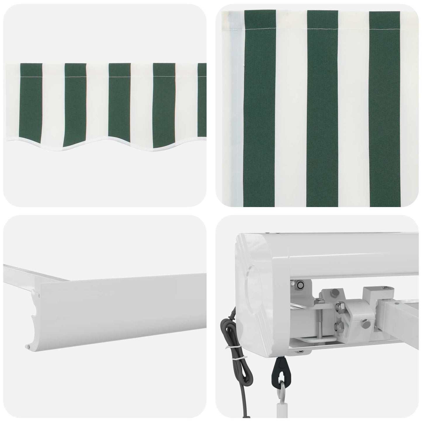 vidaXL Auvent rétractable vert et blanc 500 × 300 cm tissu, métal