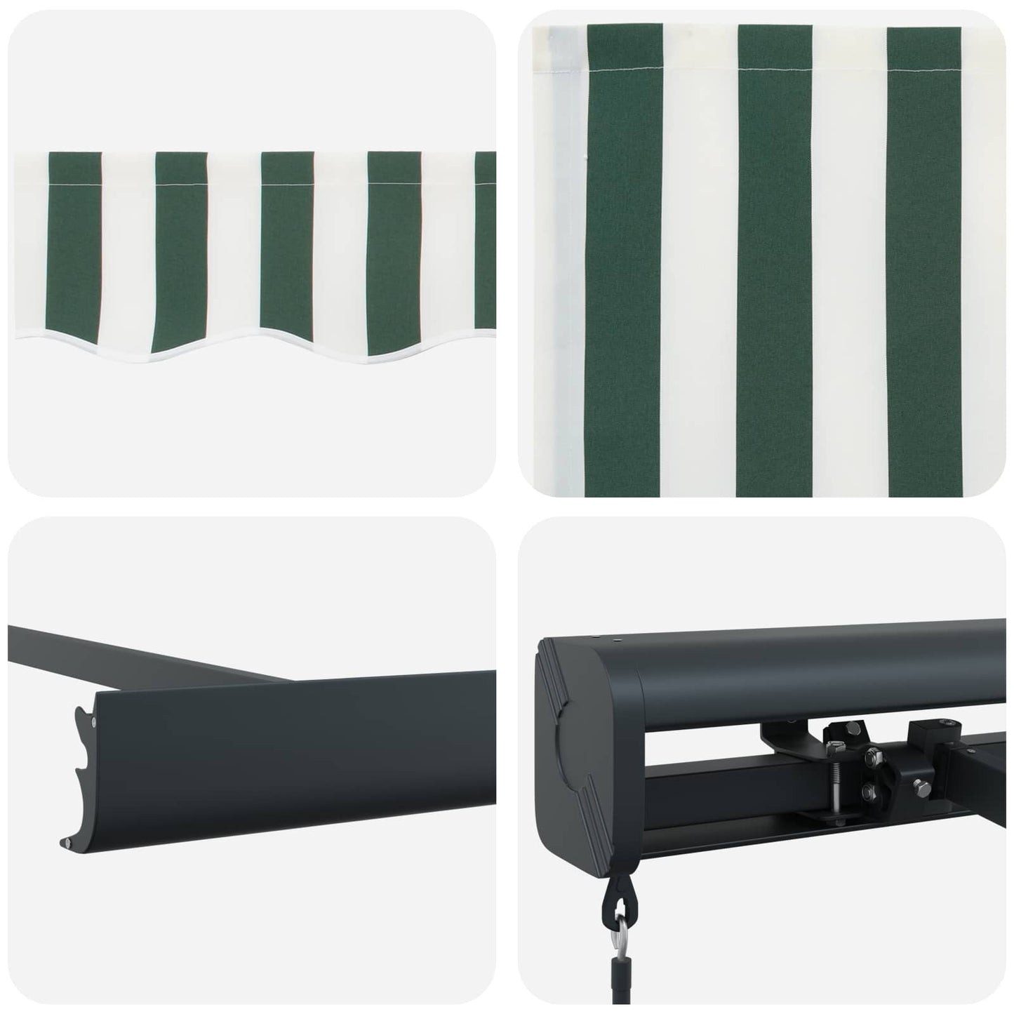 vidaXL Store banne rétractable Vert et blanc 500 x 300 cm Tissu et métal