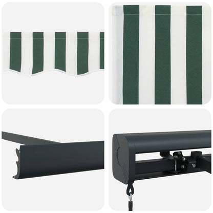 vidaXL Store banne rétractable Vert et blanc 500 x 300 cm Tissu et métal