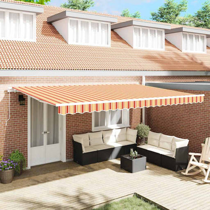 vidaXL Einziehbare Markise Gestreift Gelb und Orange 500 x 300 cm