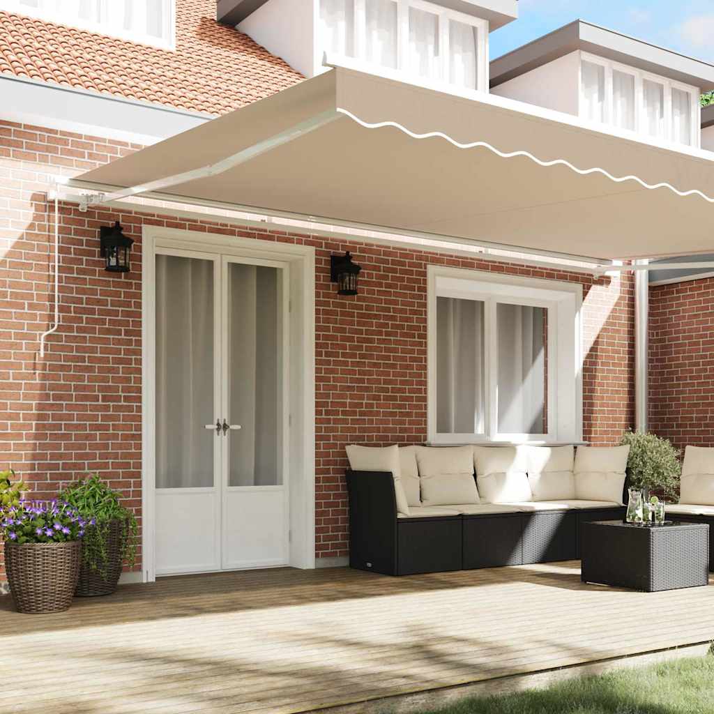 vidaXL Auvent rétractable Beige 500 x 300 cm Polyester et métal