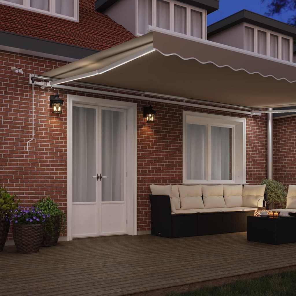vidaXL Auvent rétractable Beige 500 x 350 cm Tissu et métal