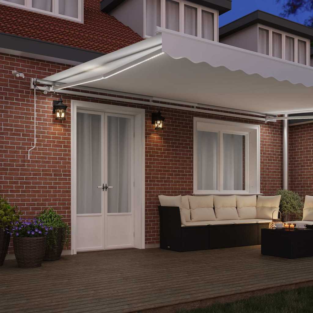 vidaXL Einziehbare Markise Weiß 500 x 350 cm Polyester und Metall