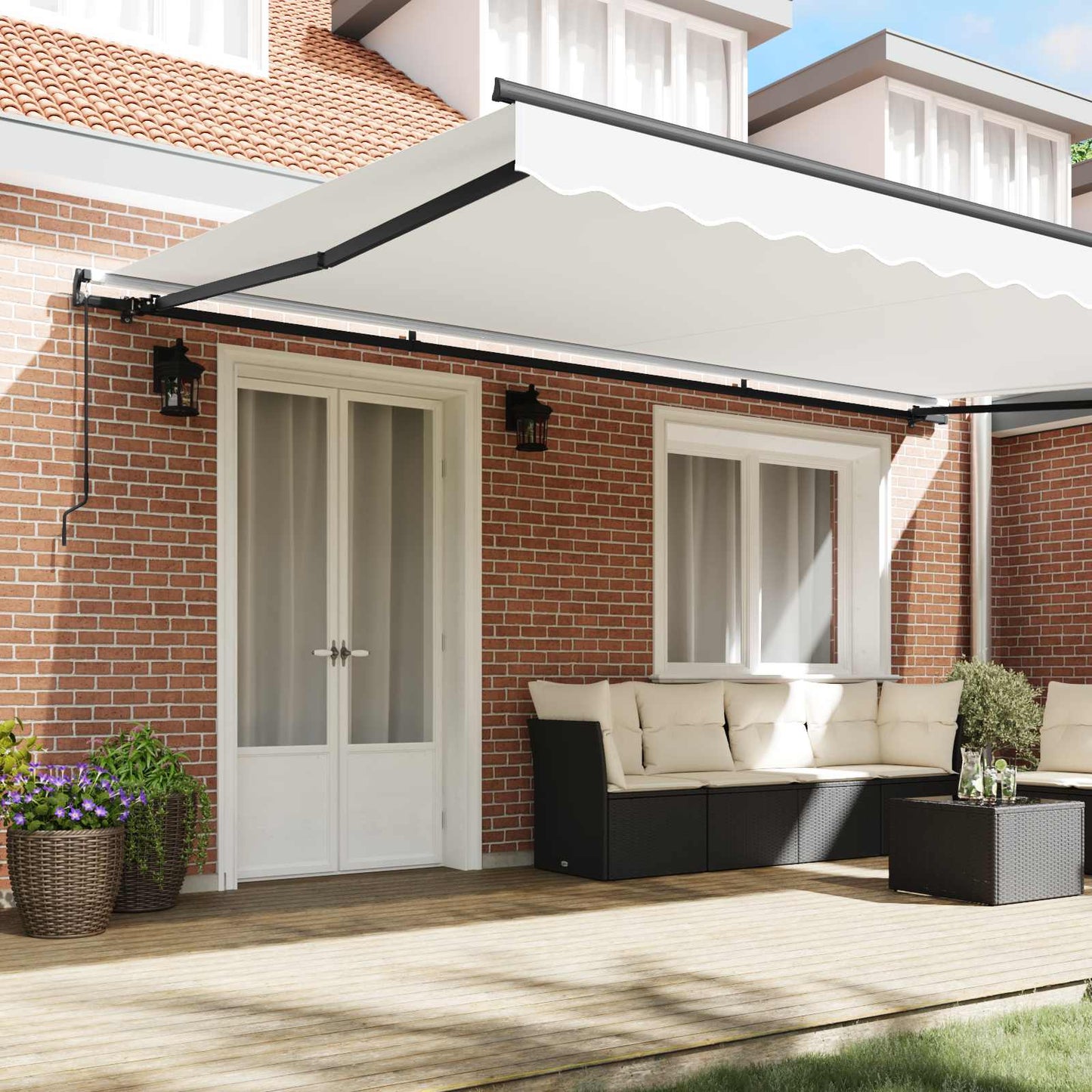 vidaXL Einziehbare Markise Weiß 500 x 350 cm Polyester und Stahl