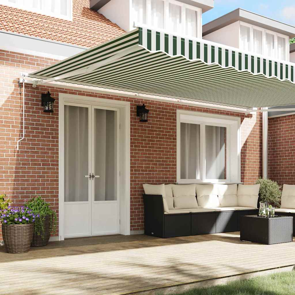 vidaXL Einziehbare Markise 500 x 350 cm Grün und Weiß