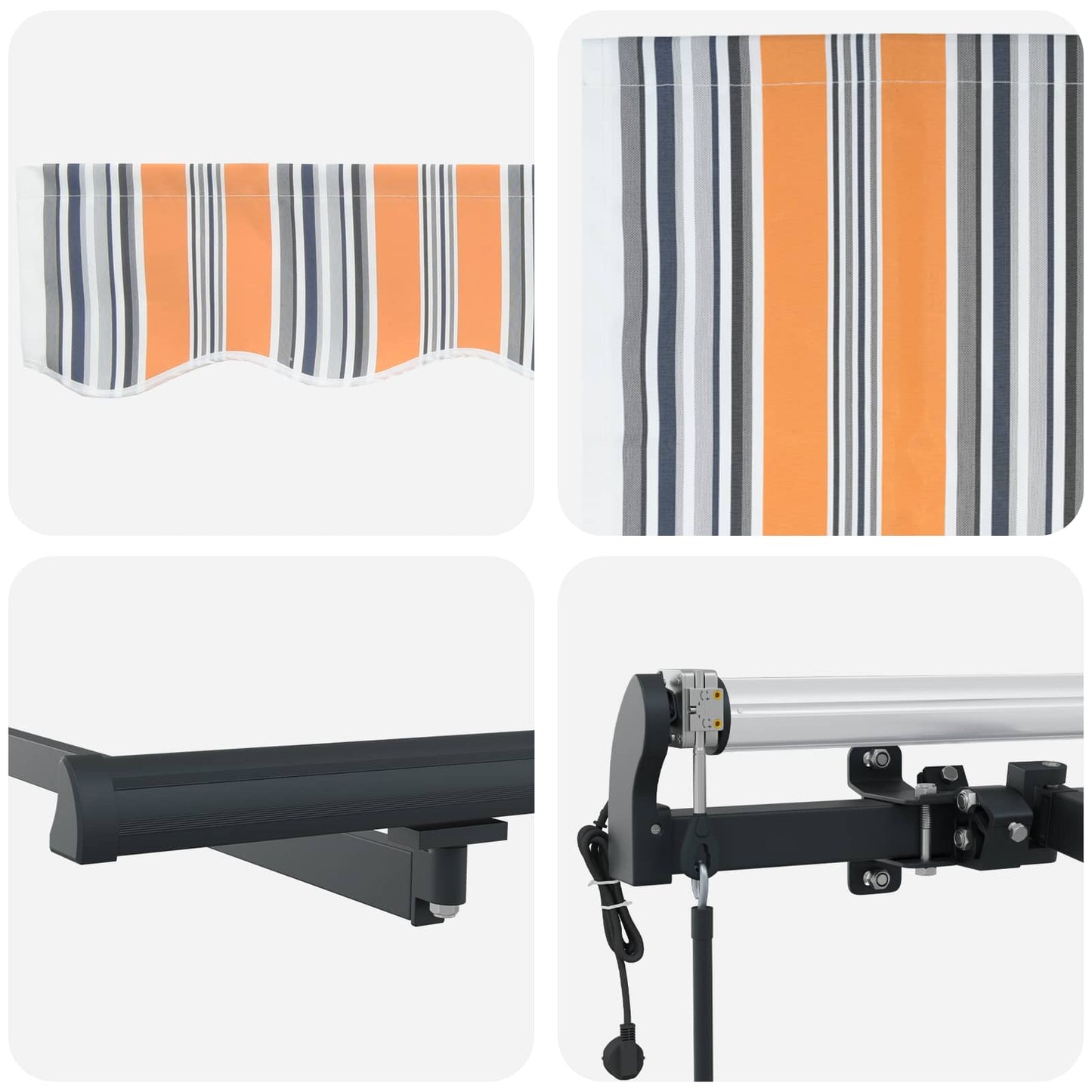 vidaXL Einziehbare Markise Mehrfarbig 600 x 300 cm Stoff und Aluminium
