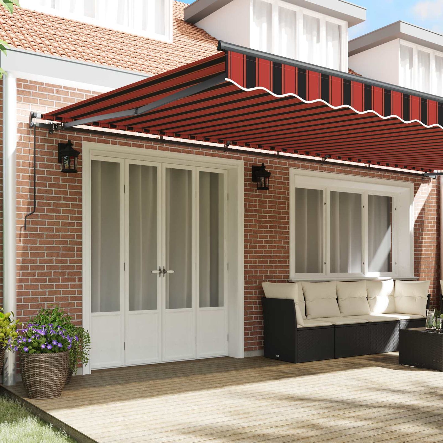 vidaXL Einziehbare Markise Orange und Braun 600 x 350 cm