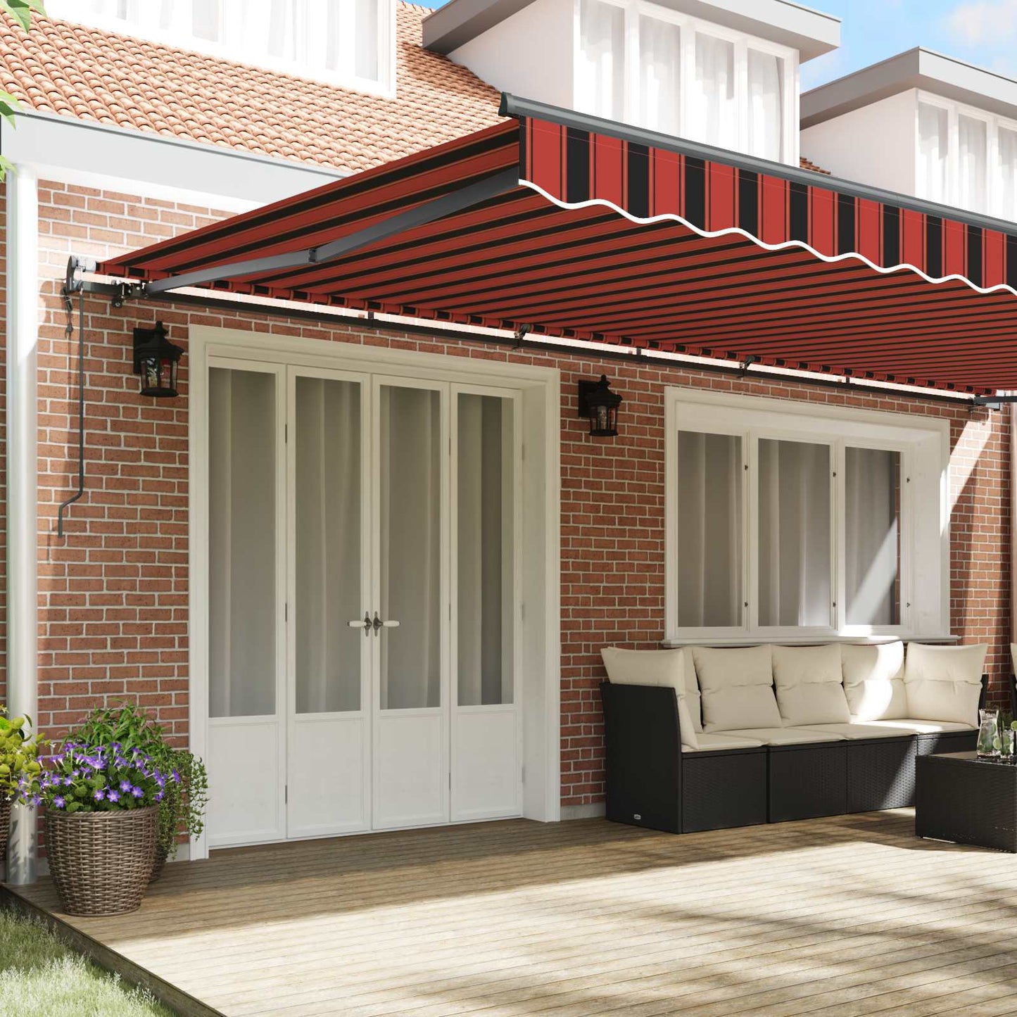 Store banne rétractable vidaXL orange et marron 600 x 350 cm