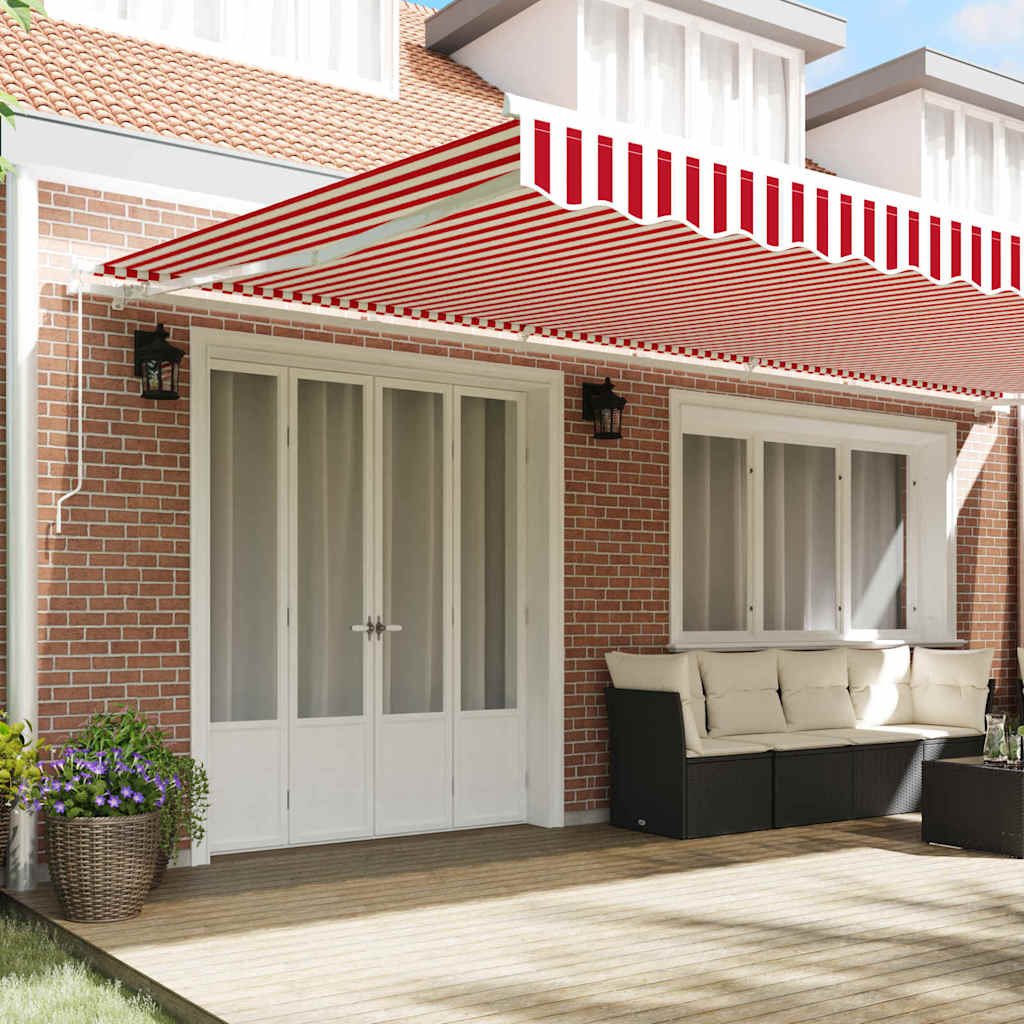 vidaXL Einziehbare Markise Rot und Weiß 600 x 350 cm
