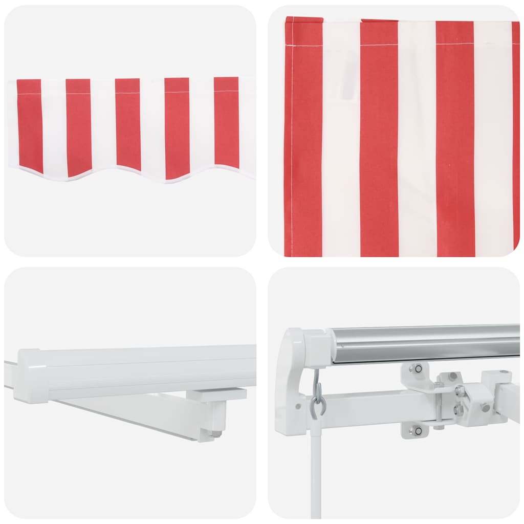 vidaXL Einziehbare Markise Rot und Weiß 600 x 350 cm Stoff und Stahl