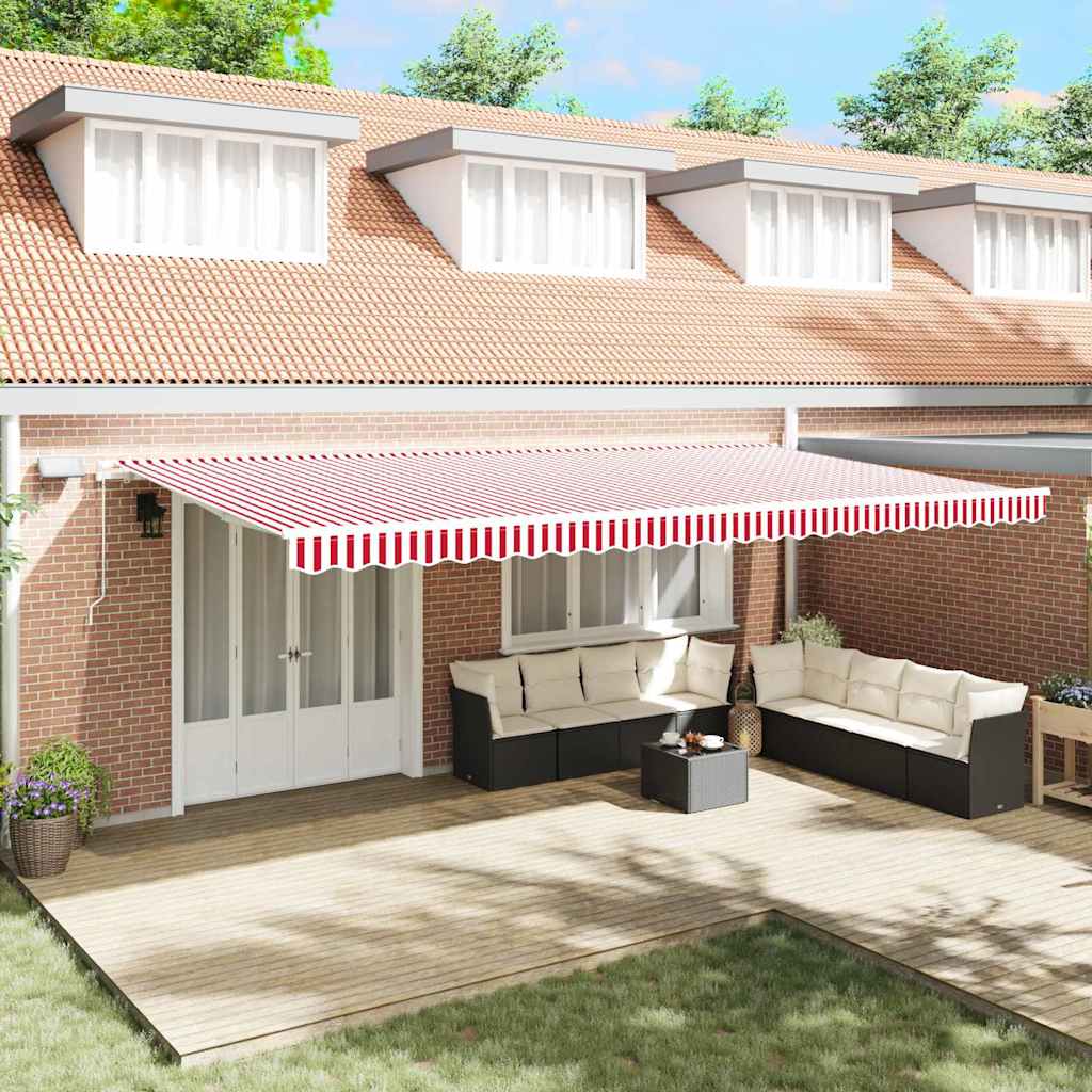 vidaXL Einziehbare Markise Rot und Weiß 600 x 350 cm Stoff und Stahl