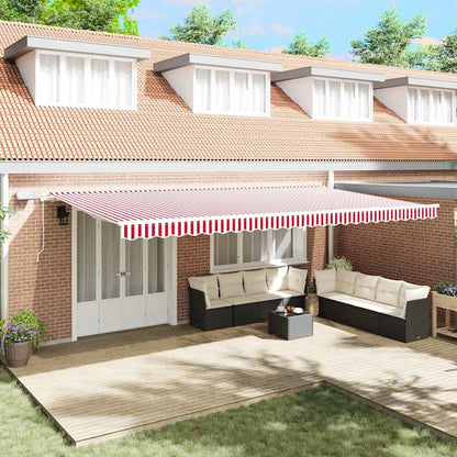 vidaXL Einziehbare Markise Rot und Weiß 600 x 350 cm Stoff und Stahl