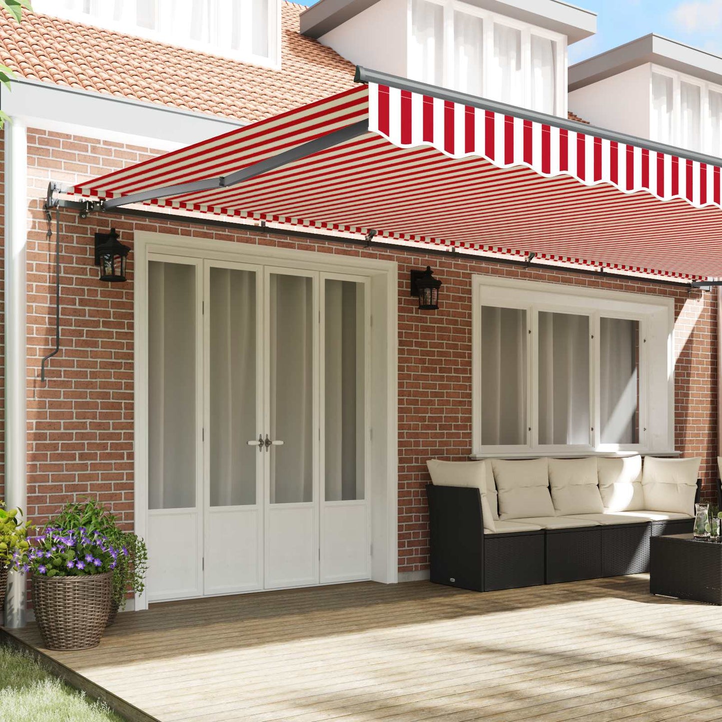 vidaXL Einziehbare Markise Rot und Weiß 600 x 350 cm
