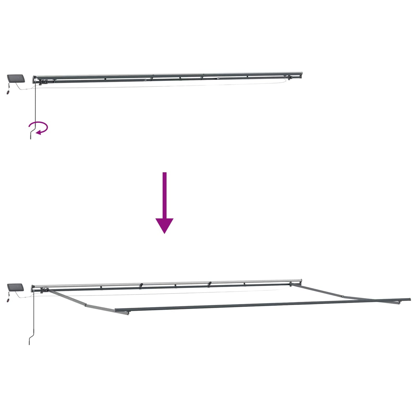 vidaXL Einziehbare Markise Hellgrau 600 x 350 cm Stoff