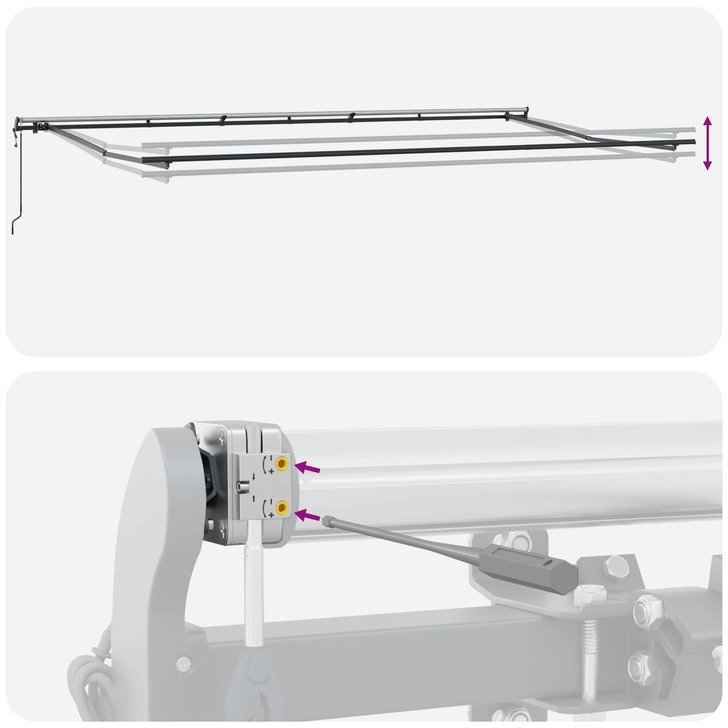 vidaXL Einziehbare Markise Hellgrau 600 × 350 cm Stoff