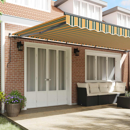 Store banne manuel vidaXL, Tissu, Vert et jaune, 600 x 350 cm