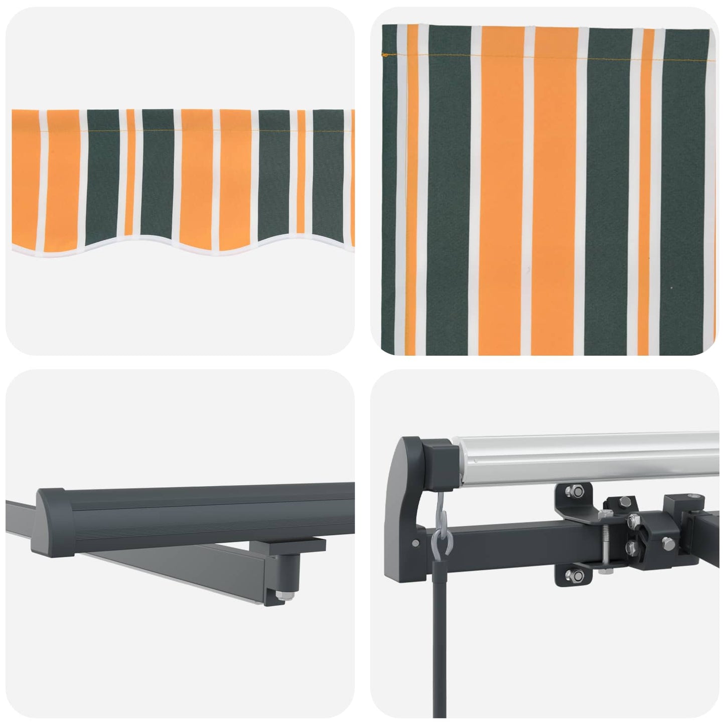 vidaXL Auvent rétractable vert et jaune 600 x 350 cm Tissu