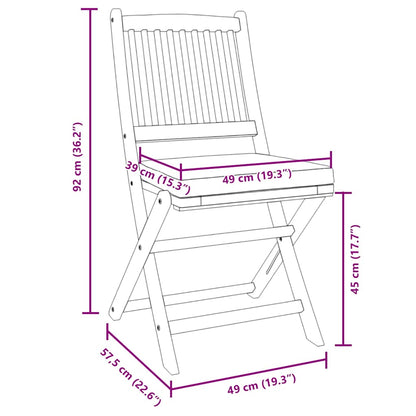 vidaXL Klappstuhl mit Kissen 2 pcs Braun Massivholz Akazie