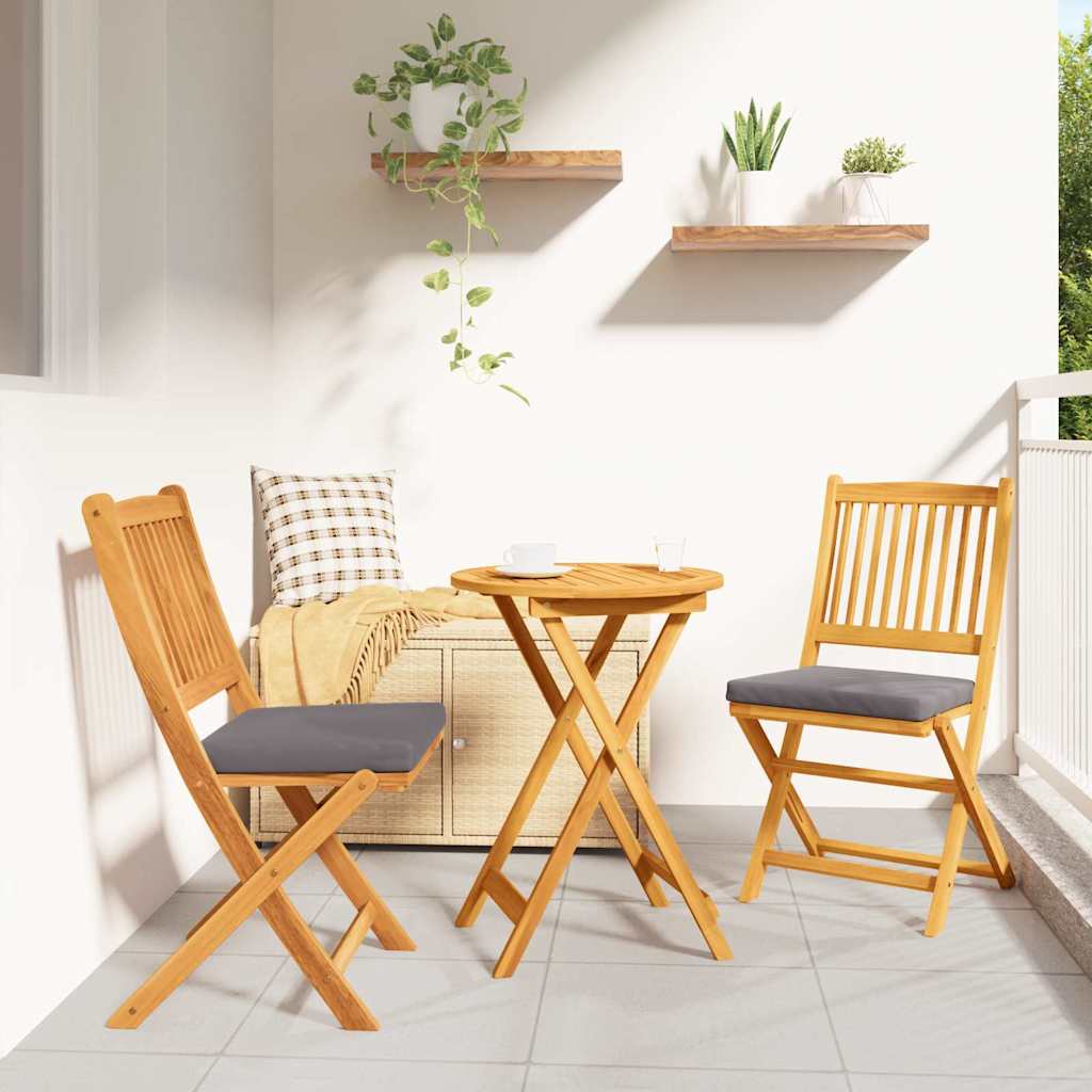 vidaXL Klappstuhl mit Kissen 2 pcs Braun Massivholz Akazie
