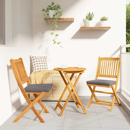 vidaXL Klappstuhl mit Kissen 2 pcs Braun Massivholz Akazie