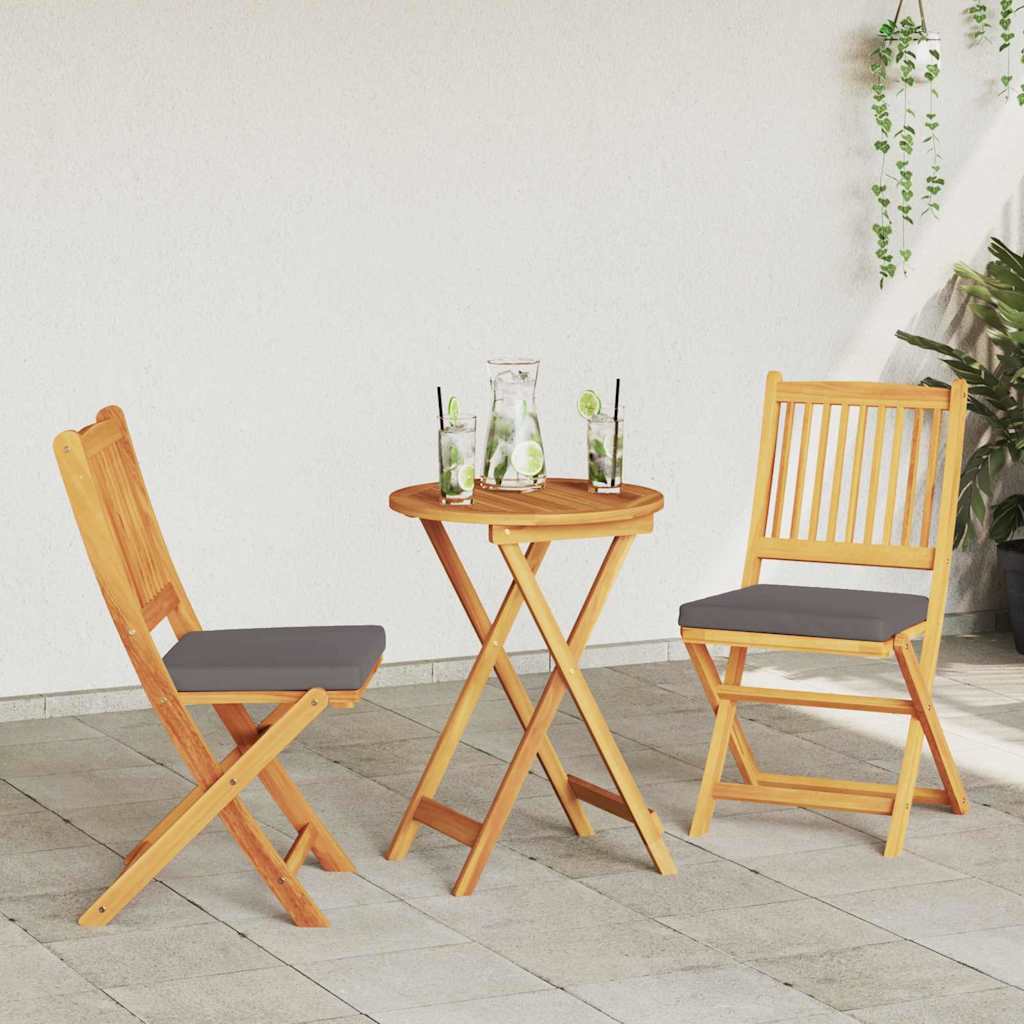 vidaXL Klappstuhl mit Kissen 2 pcs Braun Massivholz Akazie