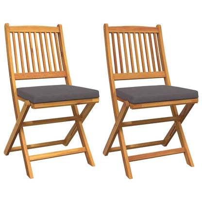 vidaXL Klappstuhl mit Kissen 2 pcs Braun Massivholz Akazie