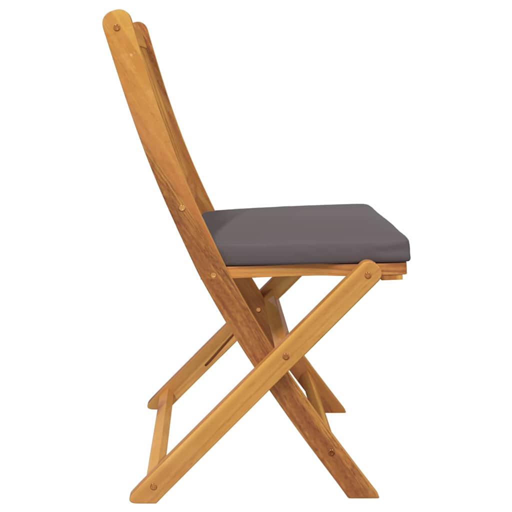 vidaXL Klappstuhl mit Kissen 2 pcs Braun Massivholz Akazie