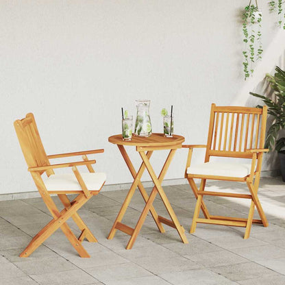 vidaXL Klappstuhl mit Kissen 2 pcs Braun Massivholz Akazie