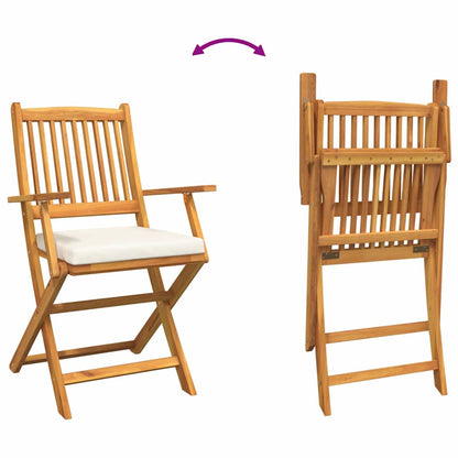 vidaXL Klappstuhl mit Kissen 2 pcs Braun Massivholz Akazie