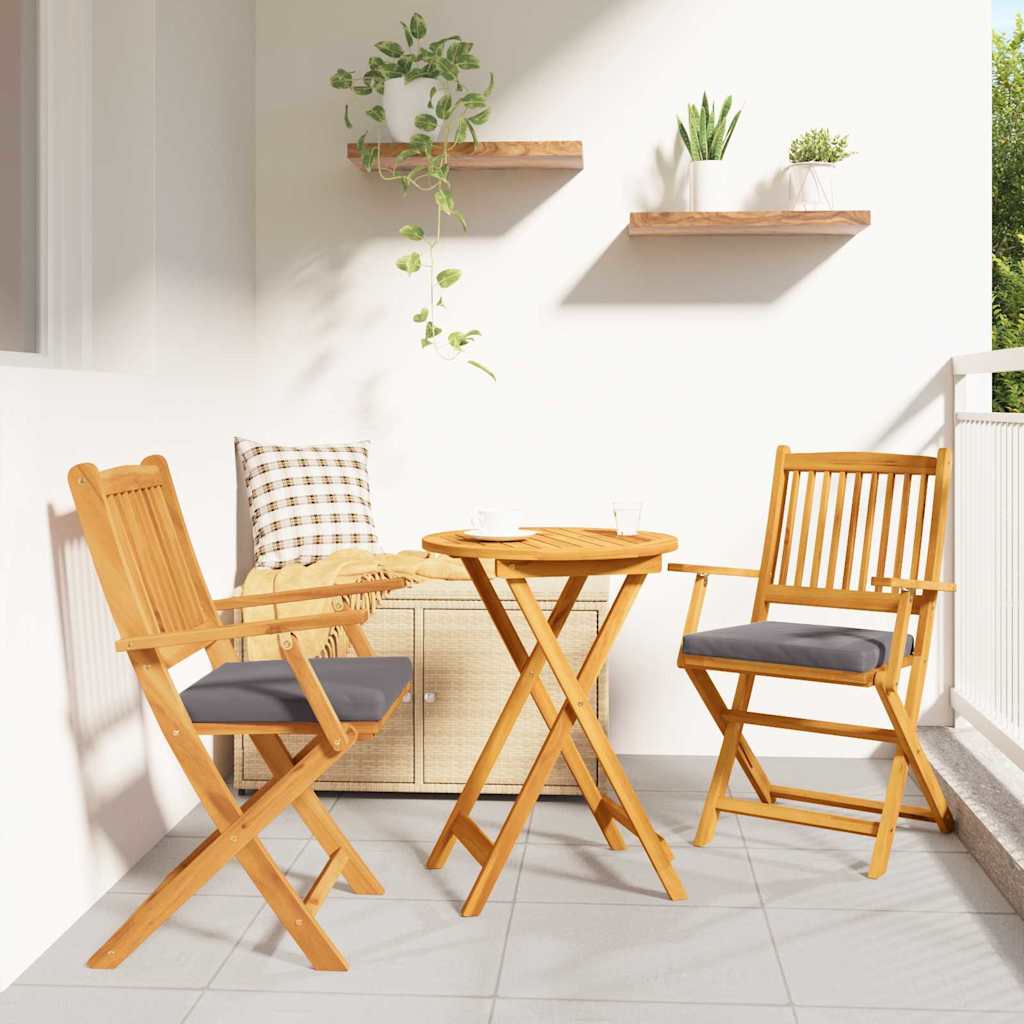 vidaXL Klappstuhl mit Kissen 2 pcs Braun Massivholz Akazie