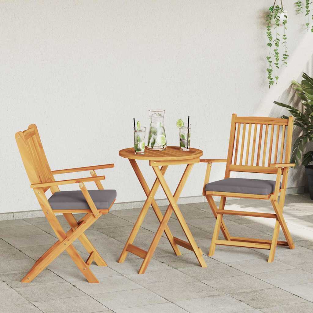 vidaXL Klappstuhl mit Kissen 2 pcs Braun Massivholz Akazie