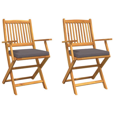 vidaXL Klappstuhl mit Kissen 2 pcs Braun Massivholz Akazie