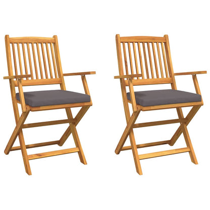 vidaXL Klappstuhl mit Kissen 2 pcs Braun Massivholz Akazie