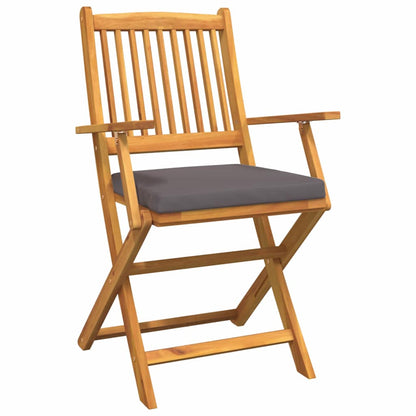 vidaXL Klappstuhl mit Kissen 2 pcs Braun Massivholz Akazie