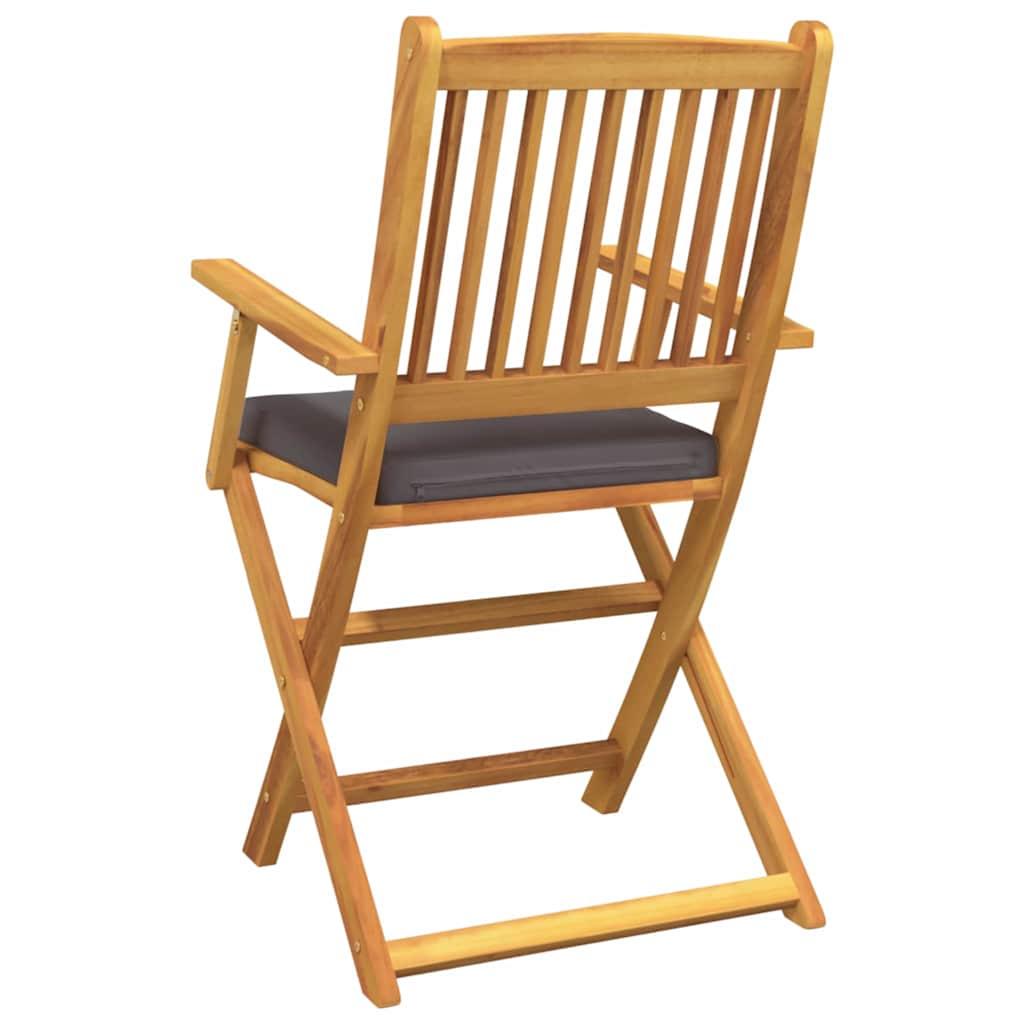 vidaXL Klappstuhl mit Kissen 2 pcs Braun Massivholz Akazie