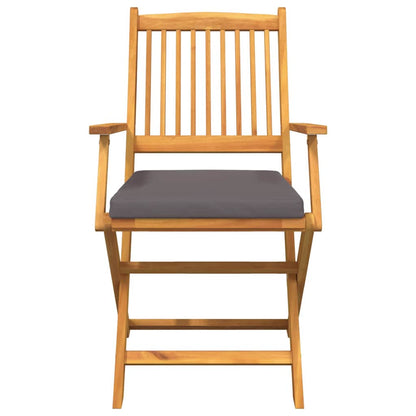 vidaXL Klappstuhl mit Kissen 2 pcs Braun Massivholz Akazie